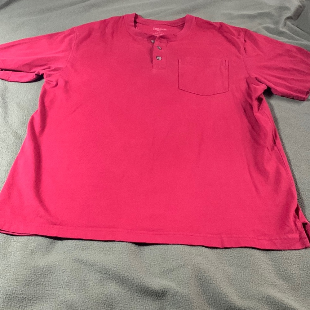 GUC Duluth Trading Co. Red, short sleeve shirt.  Size L.  Chest approx 24 inches